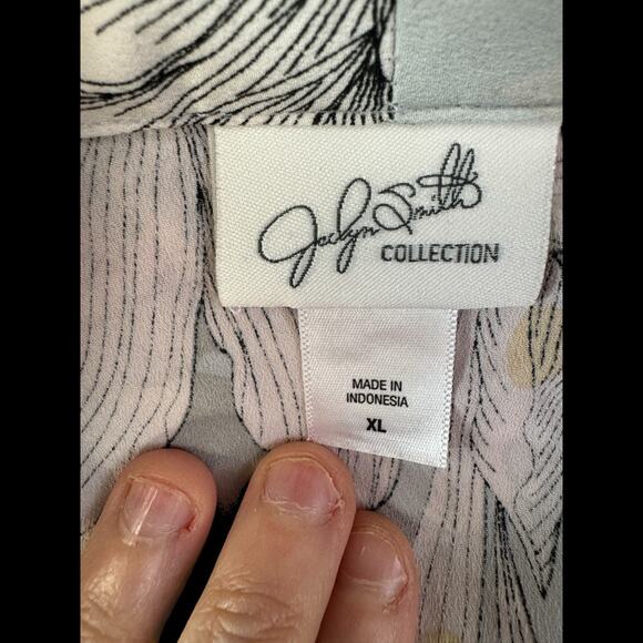 Jaclyn Smith Collection Women's XL Balloon Sleeve Lightweight Blouse Zip-Front - Picture 14 of 14